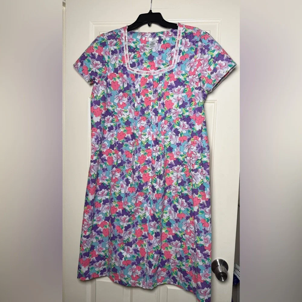 Pink K‎ Women’s Floral Nightgown MooMoo Dress